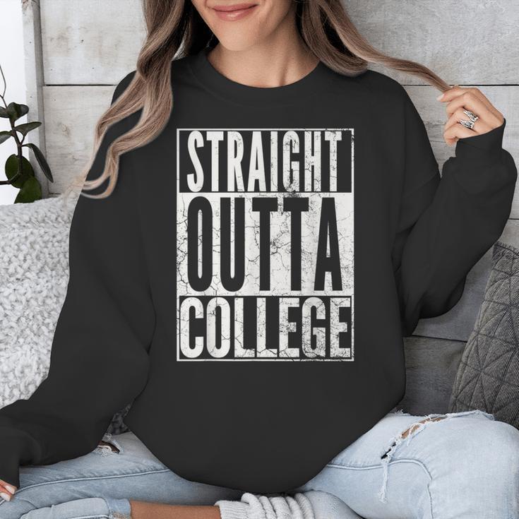 STRAIGHT OUTTA COLLEGE Graduation 2019Shirt Her Him Women Unisex Sweatshirt
