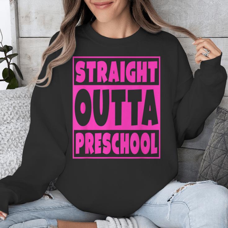 Straight Outta Preschool Class Graduation Pink Unisex Sweatshirt