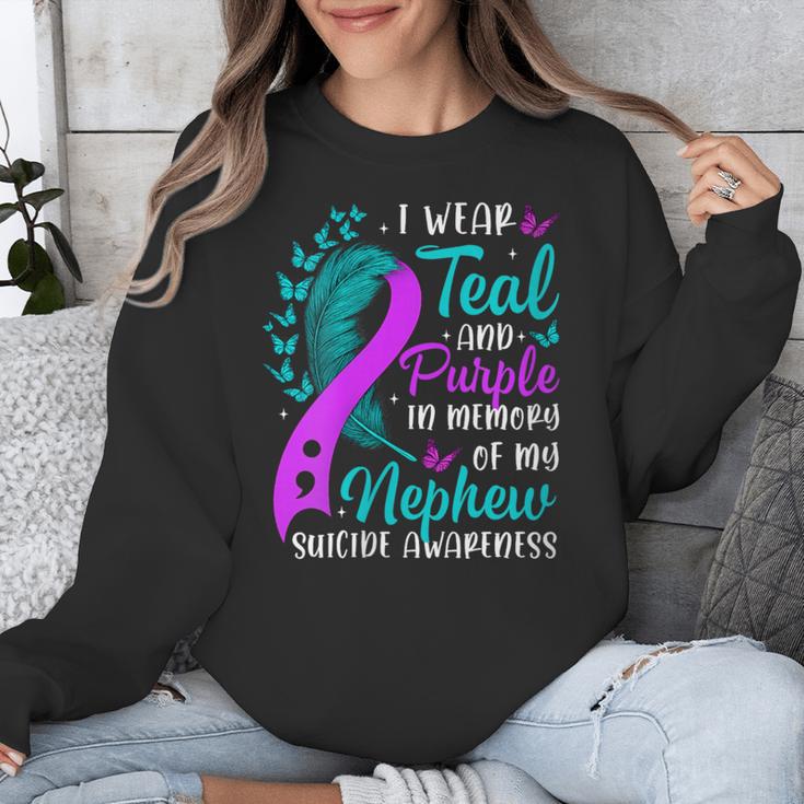 Suicide Awareness I Wear Teal Purple In Memory Of My Nephew Unisex Sweatshirt