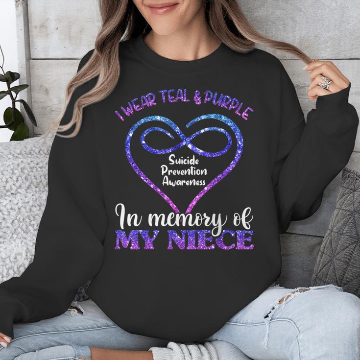 Suicide Prevention Shirt Teal & Purple In Memory Of Niece Unisex Sweatshirt