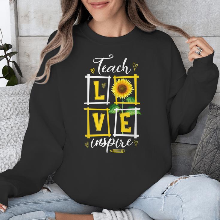 Sunflower Teach Love Inspire Cool Graduation Teacher School Unisex Sweatshirt