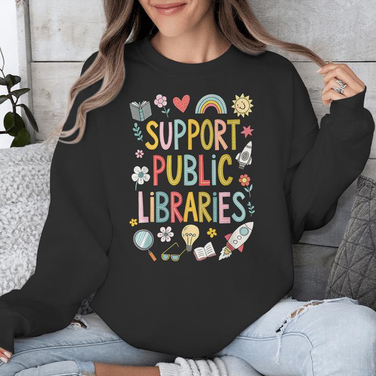 Support Public Libraries Reading Book Nerd Bookworm Literacy Unisex Sweatshirt