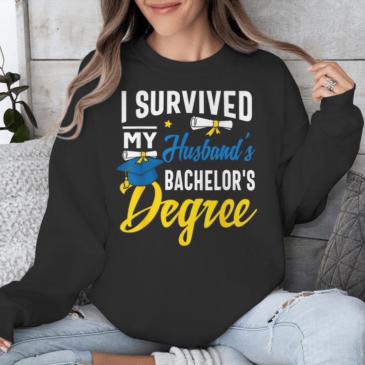 i Survived My Husbands Bachelors Degree Graduation Gifts Unisex Sweatshirt