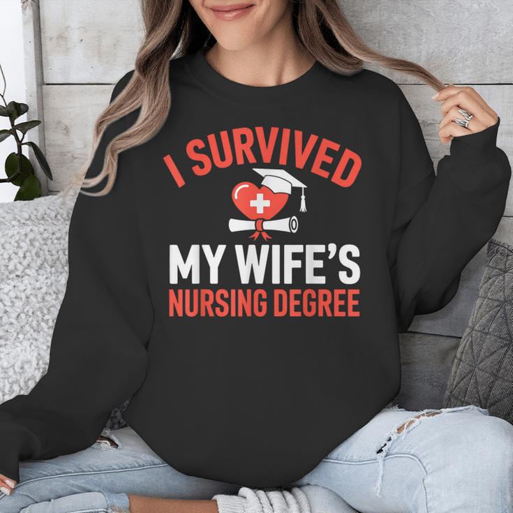 I Survived My Wife's Nursing Degree Rn Graduation Nurse Unisex Sweatshirt