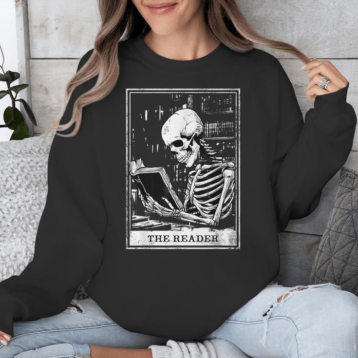 Tarot Card Shirt The Reader Tarot Skeleton Reading Book Unisex Sweatshirt Tarot Card Shirt The Reader Tarot Skeleton Reading Book Unisex Sweatshirt