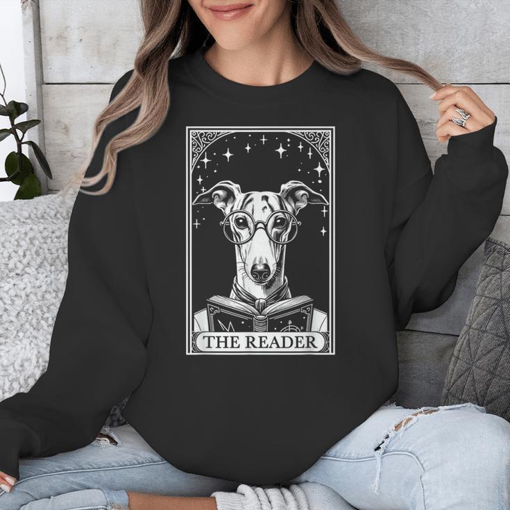 Tarot Card Vintage Whippet Dog Book Lover The Reader Unisex Sweatshirt Tarot Card Vintage Whippet Dog Book Lover The Reader Unisex Sweatshirt