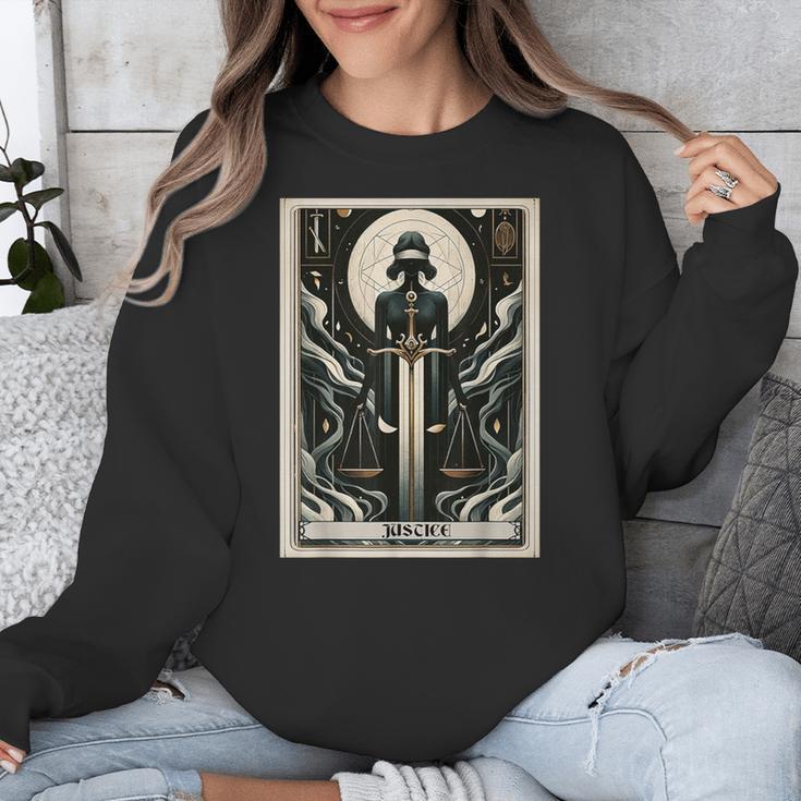 Tarot Cards Guide Book Esoteric Mysticism Clothing Tarot Card Justice Unisex Sweatshirt