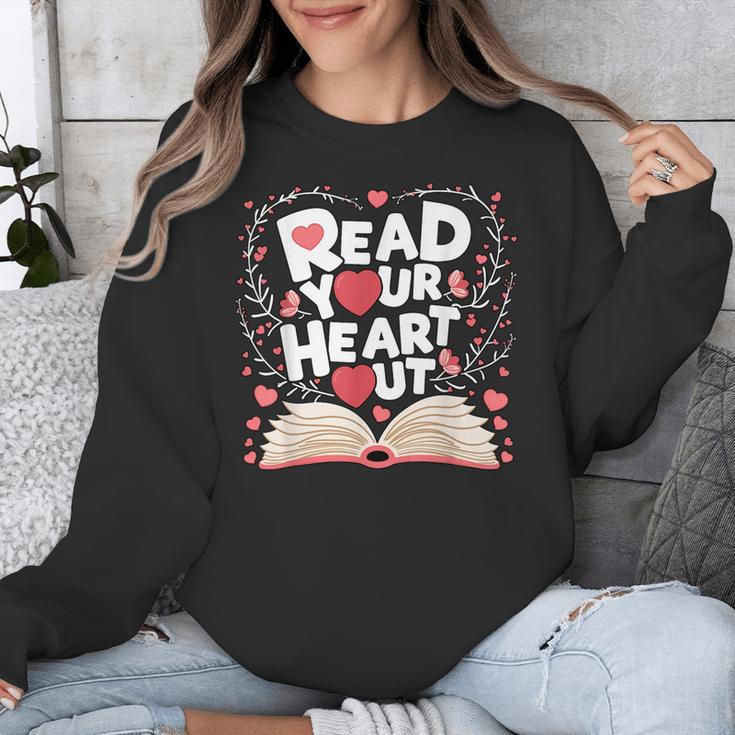 Teach Inspire Grow Everyday Read Your Heart Out Valentine Book-Themed Small Unisex Sweatshirt