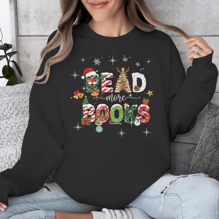 Teacher Read More Books Christmas Reading Bookworm Librarian Unisex Sweatshirt