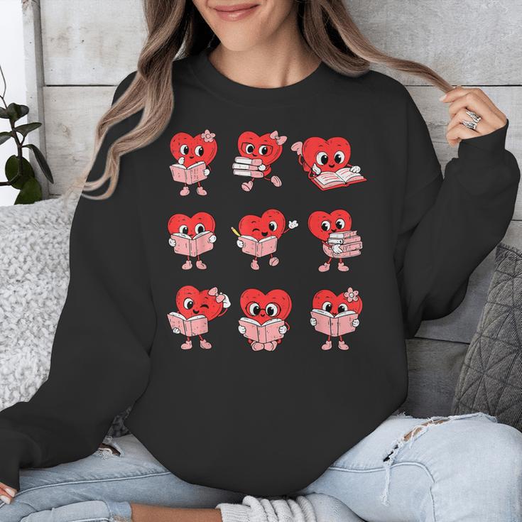Teacher Valentines Day Reading Book Lover Bookworm Library Unisex Sweatshirt