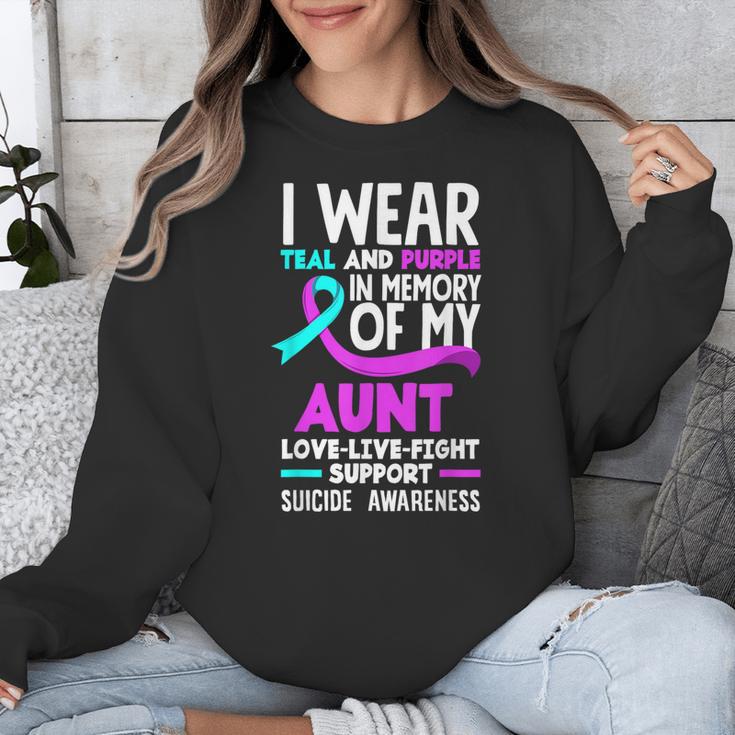 Teal & Purple In Memory Of My Aunt Suicide Prevention Unisex Sweatshirt