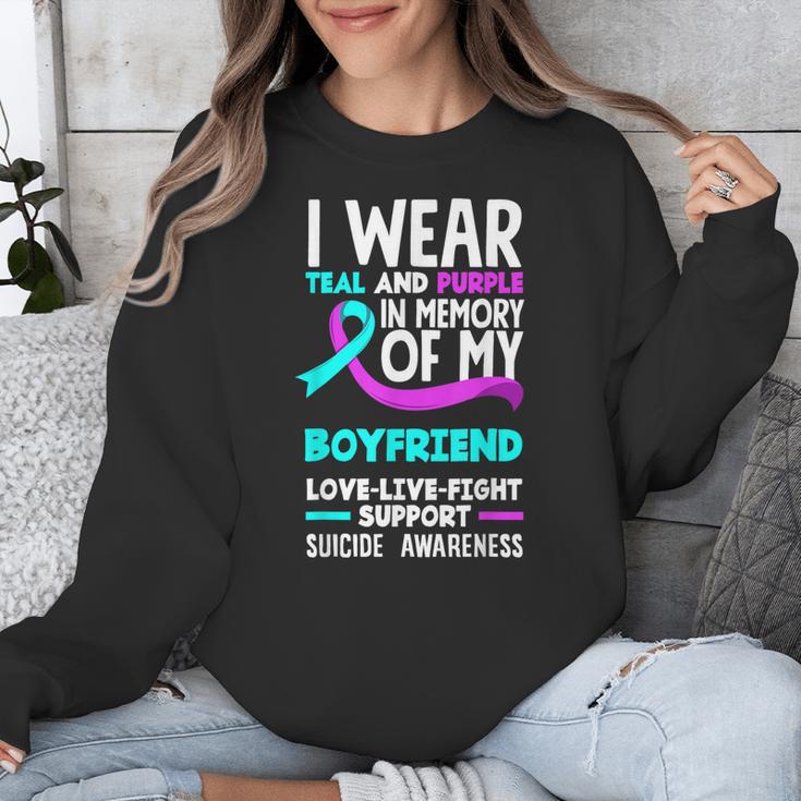Teal & Purple In Memory Of My Boyfriend Suicide Prevention Unisex Sweatshirt Teal & Purple In Memory Of My Boyfriend Suicide Prevention Unisex Sweatshirt