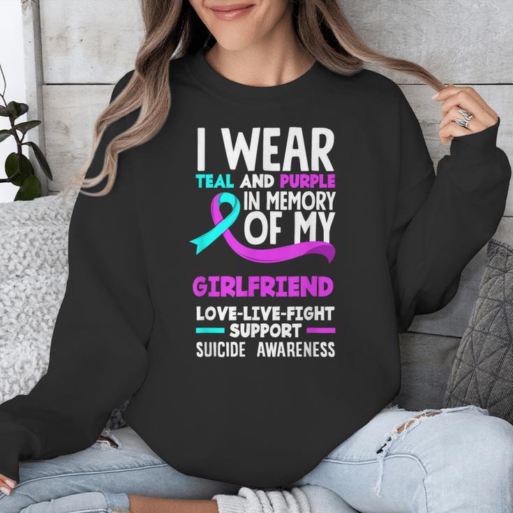 Teal & Purple In Memory Of My Girlfriend Suicide Prevention Unisex Sweatshirt