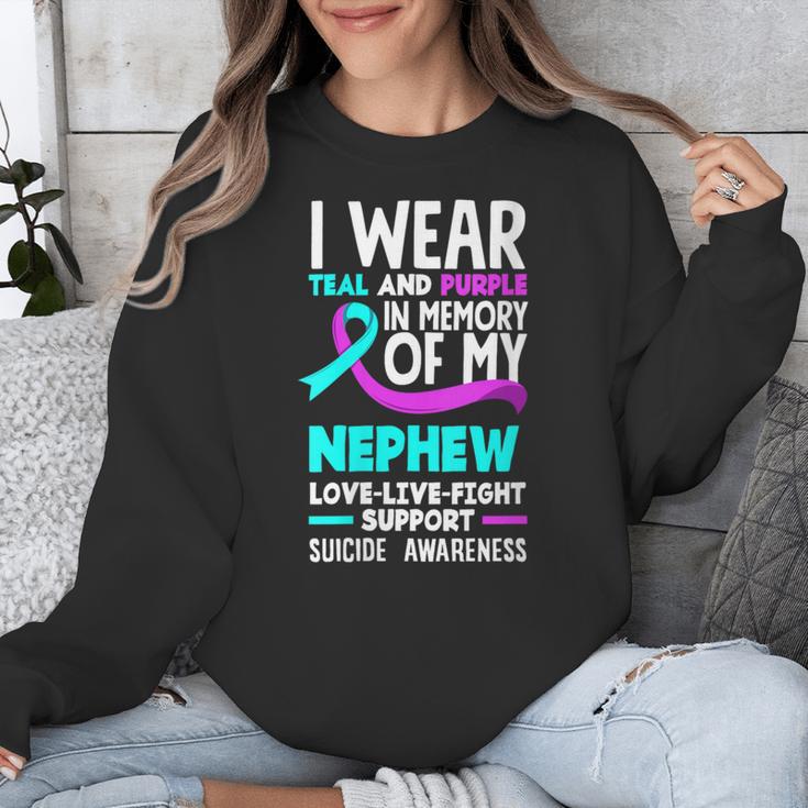 Teal & Purple In Memory Of My Nephew Suicide Prevention Unisex Sweatshirt