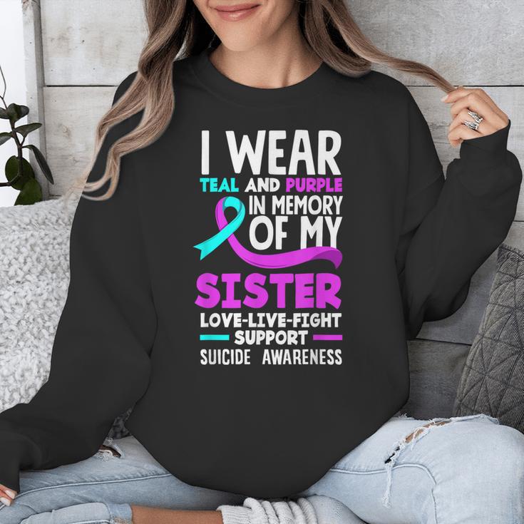 Teal & Purple In Memory Of My Sister Suicide Prevention Unisex Sweatshirt Teal & Purple In Memory Of My Sister Suicide Prevention Unisex Sweatshirt