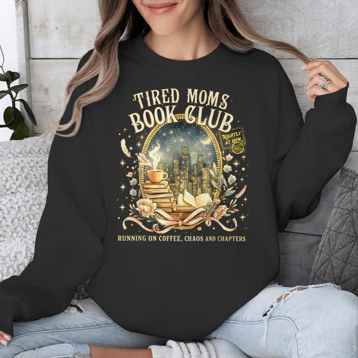 Tired Moms Book Club Cozy Night Coffee Reading Cat Unisex Sweatshirt