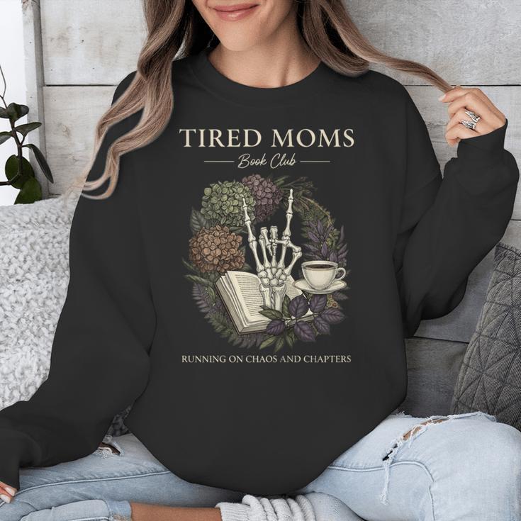 Tired Moms Book Club Dark Floral Coffee Skeleton Unisex Sweatshirt Tired Moms Book Club Dark Floral Coffee Skeleton Unisex Sweatshirt