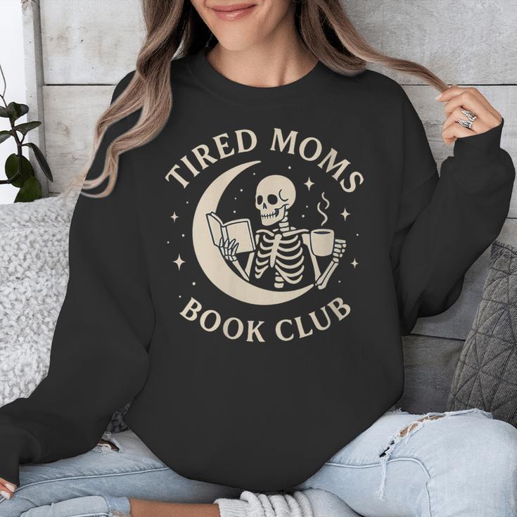Tired Moms Book Club Skeleton Reading Books Moon Unisex Sweatshirt Tired Moms Book Club Skeleton Reading Books Moon Unisex Sweatshirt