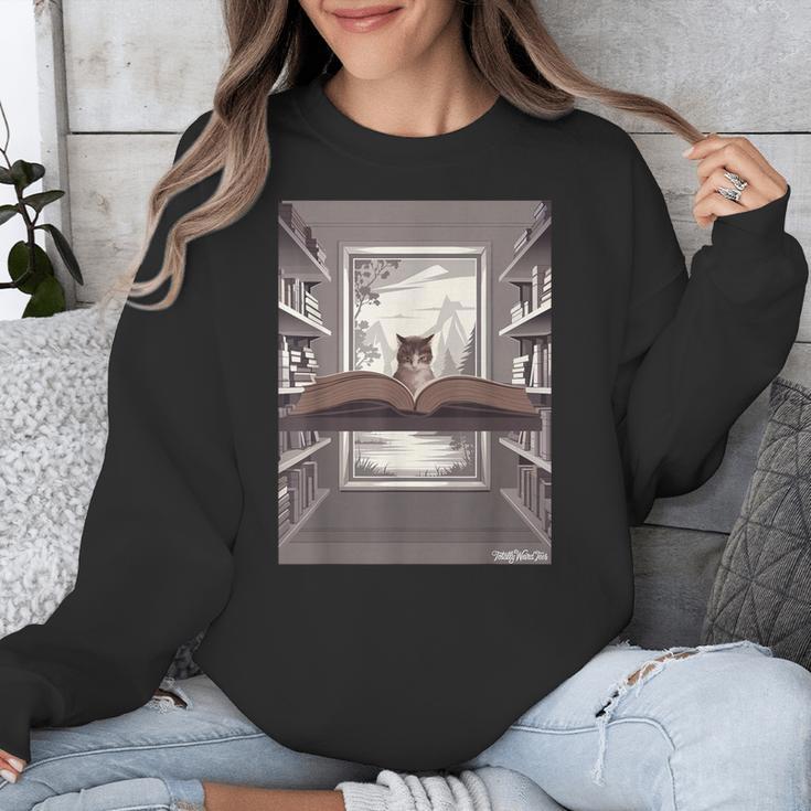 Totally Weird Tees Cat Library Book Reading Literary Unisex Sweatshirt Totally Weird Tees Cat Library Book Reading Literary Unisex Sweatshirt