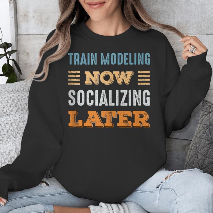 Train Modeling Now Minimal Socializing Introvert Vintage Unisex Sweatshirt