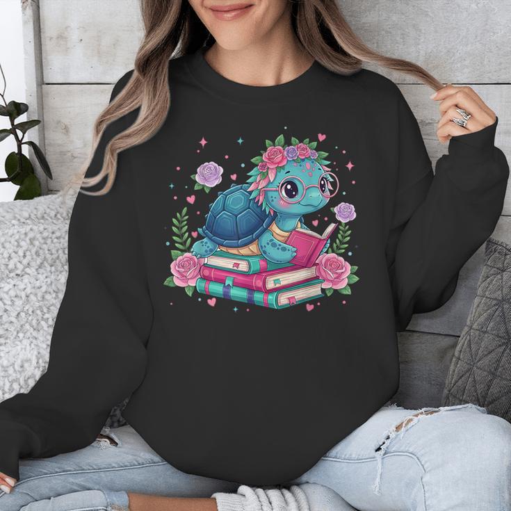 Turtle Bookworm Reading Book Bookworm Book Nerd Cute Graphic Unisex Sweatshirt