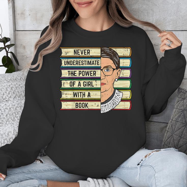 Never Underestimate Girl Read Book Reading Librarian Women Unisex Sweatshirt