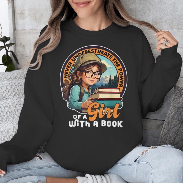 Never Underestimate The Power Of a Girl With a Book Reading Unisex Sweatshirt