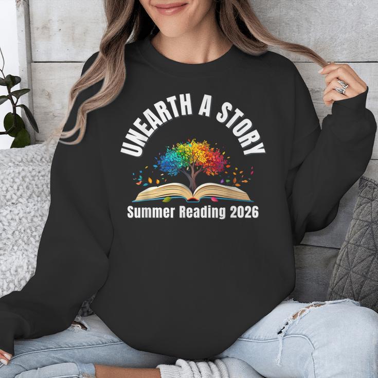 Unearth a Story 2026 Summer Reading Program Tree Book Unisex Sweatshirt