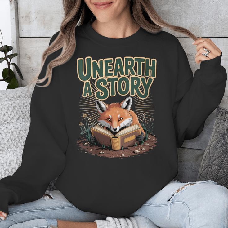 Unearth A Story Fox Reads a Book Unisex Sweatshirt Unearth A Story Fox Reads a Book Unisex Sweatshirt