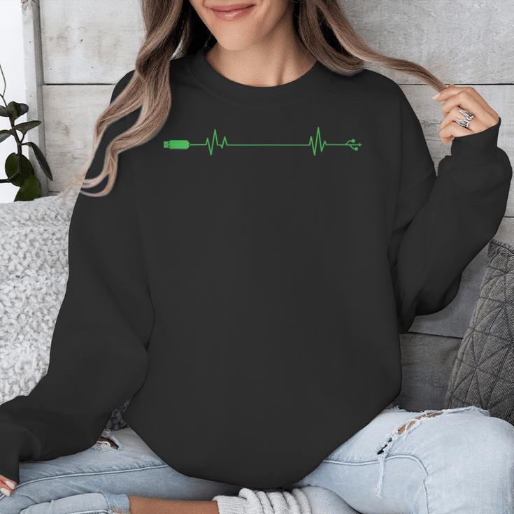 USB Stick Heartbeat Line Memory Module Unisex Sweatshirt