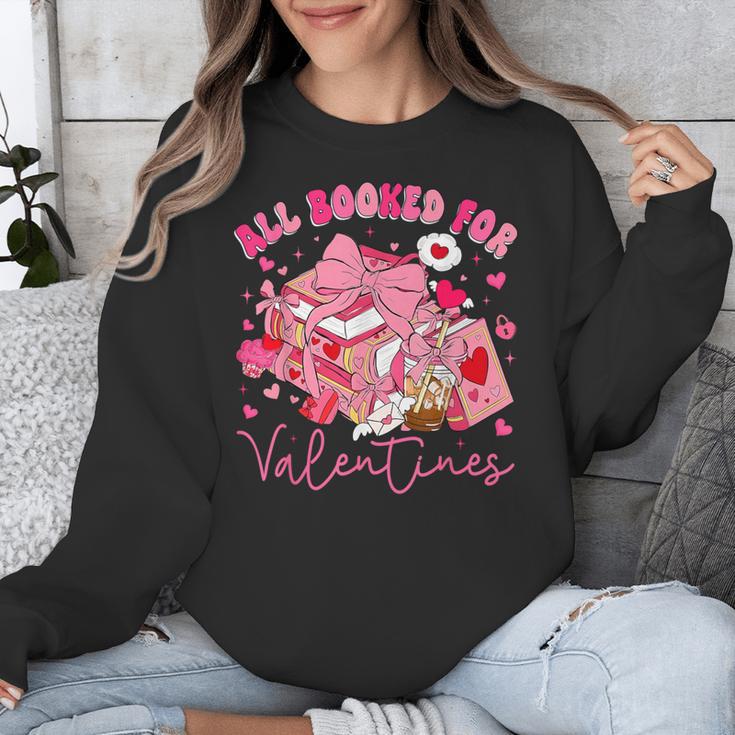 Valentine All Booked Book Coffee Coquette Bow Girl Women Unisex Sweatshirt Valentine All Booked Book Coffee Coquette Bow Girl Women Unisex Sweatshirt