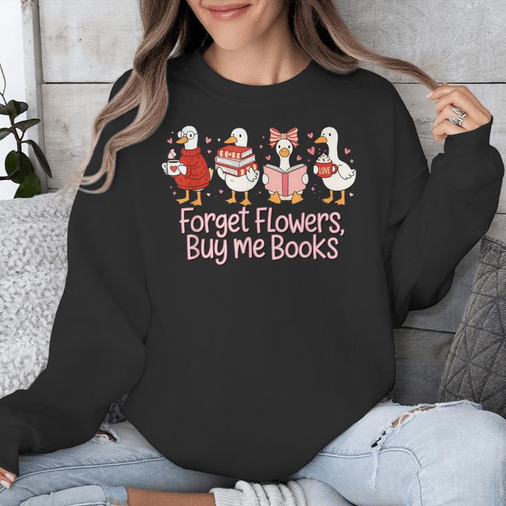 Valentine Cozy Goose Bookish Forget Flowers Buy Me Books Unisex Sweatshirt Valentine Cozy Goose Bookish Forget Flowers Buy Me Books Unisex Sweatshirt