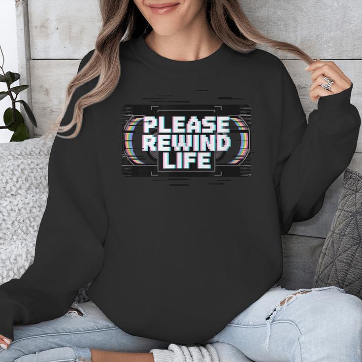 VHS Tape Rewind Glitch 90s Retro Nostalgia Please Rewind Unisex Sweatshirt VHS Tape Rewind Glitch 90s Retro Nostalgia Please Rewind Unisex Sweatshirt