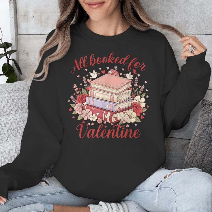 Vintage All Booked For Valentines Book Lovers Teacher Kids Unisex Sweatshirt