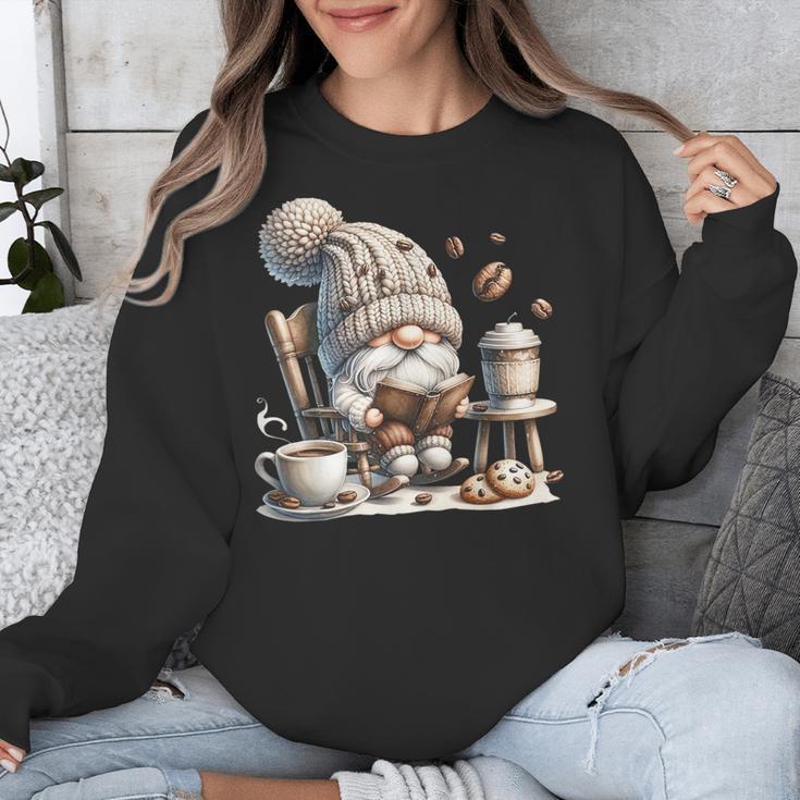 Vintage Cute Gnome Reading Book Coffee Cute Gnome Graphic Unisex Sweatshirt Vintage Cute Gnome Reading Book Coffee Cute Gnome Graphic Unisex Sweatshirt