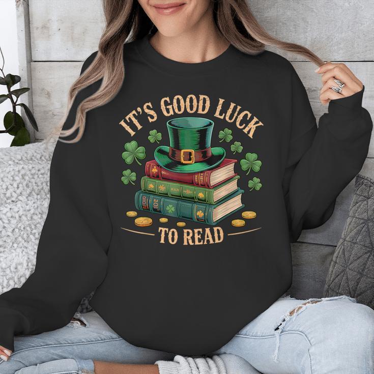 Vintage It's Good Luck To Read St Patrick's Day Book Lucky Unisex Sweatshirt