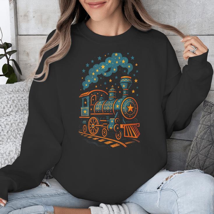 Vintage Locomotive Nostalgia Railroad Stars Unisex Sweatshirt