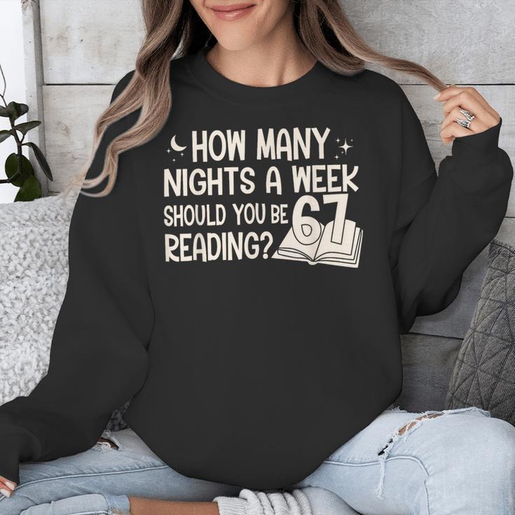 Vintage How Many Nights Reading 67 Meme Book Lover Teacher Unisex Sweatshirt