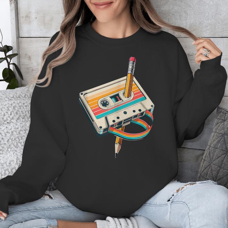Vintage Pencil Rewind Cassette Tape Nostalgia Party 80s 90s Unisex Sweatshirt