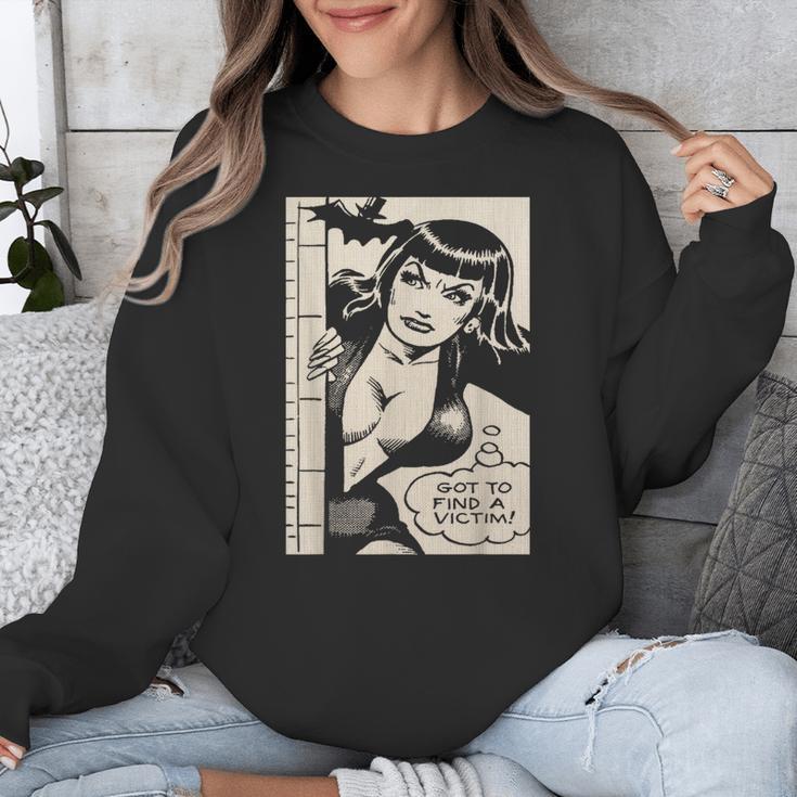 Vintage Vampire Bat Vampire Pin Up Girl Horror Comic Book Unisex Sweatshirt Vintage Vampire Bat Vampire Pin Up Girl Horror Comic Book Unisex Sweatshirt