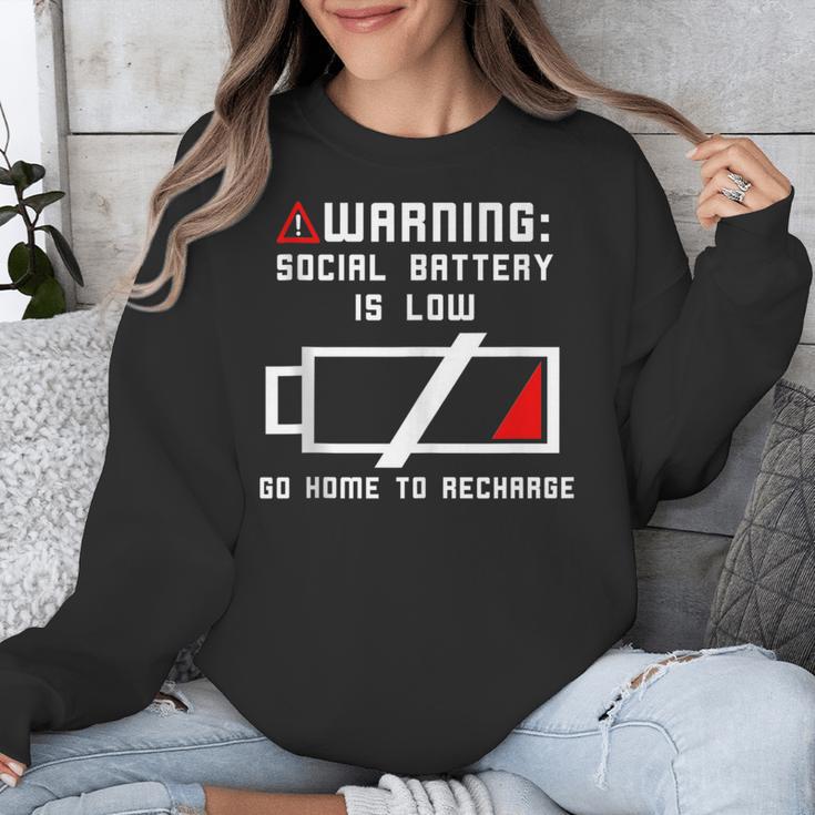 Warning Social Battery Is Low Introvert Shirt Unisex Sweatshirt