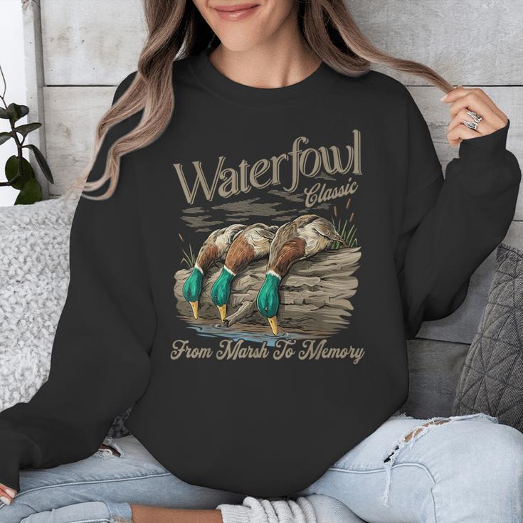 Waterfowl Classic Duck Hunting Marsh To Memory Mallard Unisex Sweatshirt