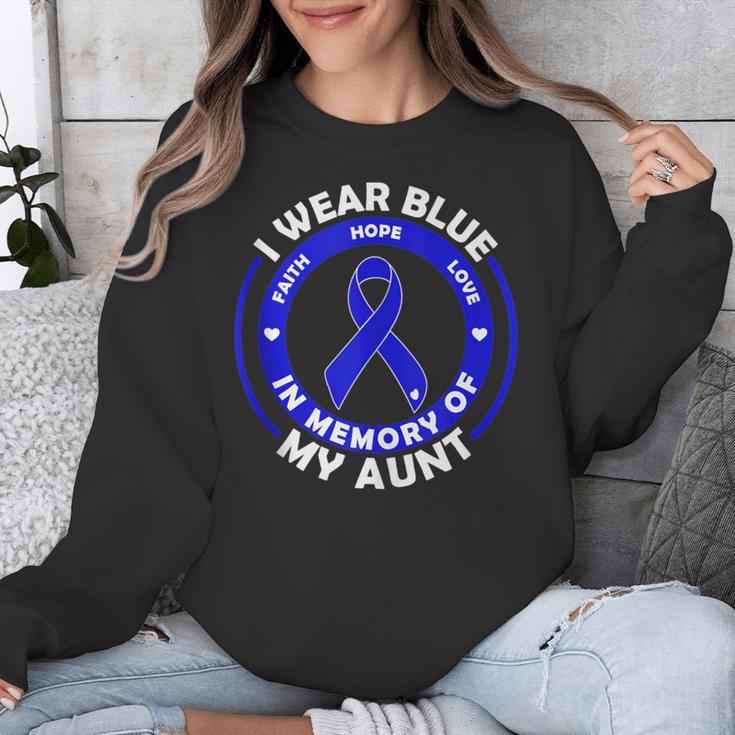 I Wear Blue In Memory Of My Aunt Colon Cancer Awareness Unisex Sweatshirt