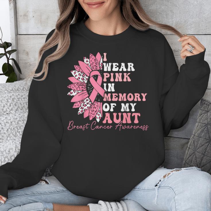 I Wear Pink In Memory Of My Aunt Breast Cancer Pink Ribbon Unisex Sweatshirt
