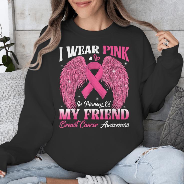 I Wear Pink In Memory Of My Friend Breast Cancer Awareness D Unisex Sweatshirt
