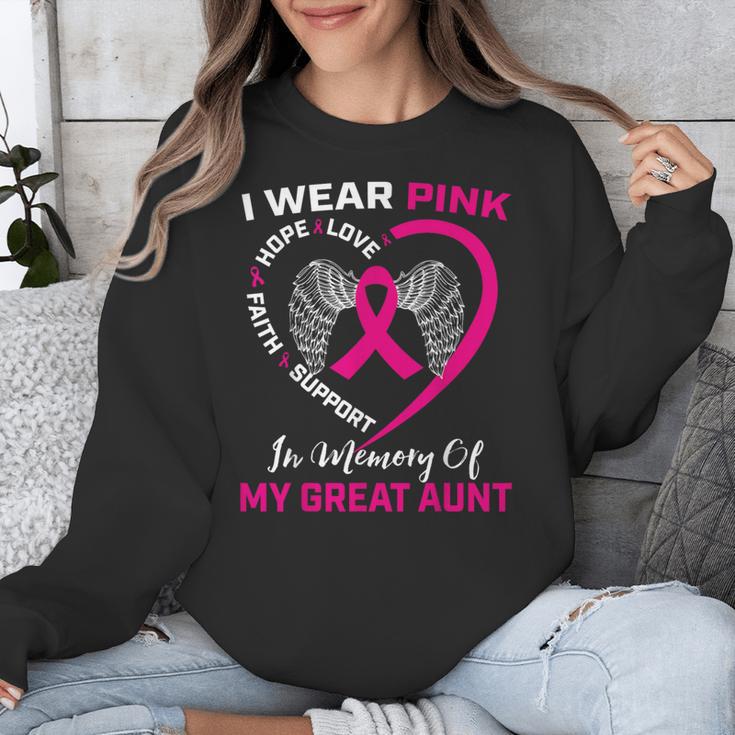 I Wear Pink In Memory Of My Great Aunt Breast Cancer Graphic Unisex Sweatshirt