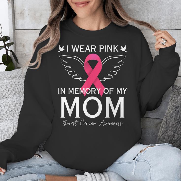 I Wear Pink In Memory Of My Mom Shirt Angel In Heaven Memory Unisex Sweatshirt