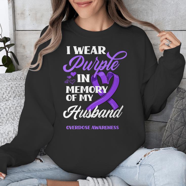 I Wear Purple In Memory Of My Husband Overdose Awareness Unisex Sweatshirt