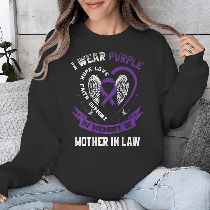 I Wear Purple In Memory Of Mother In Law Pancreatic Cancer Unisex Sweatshirt