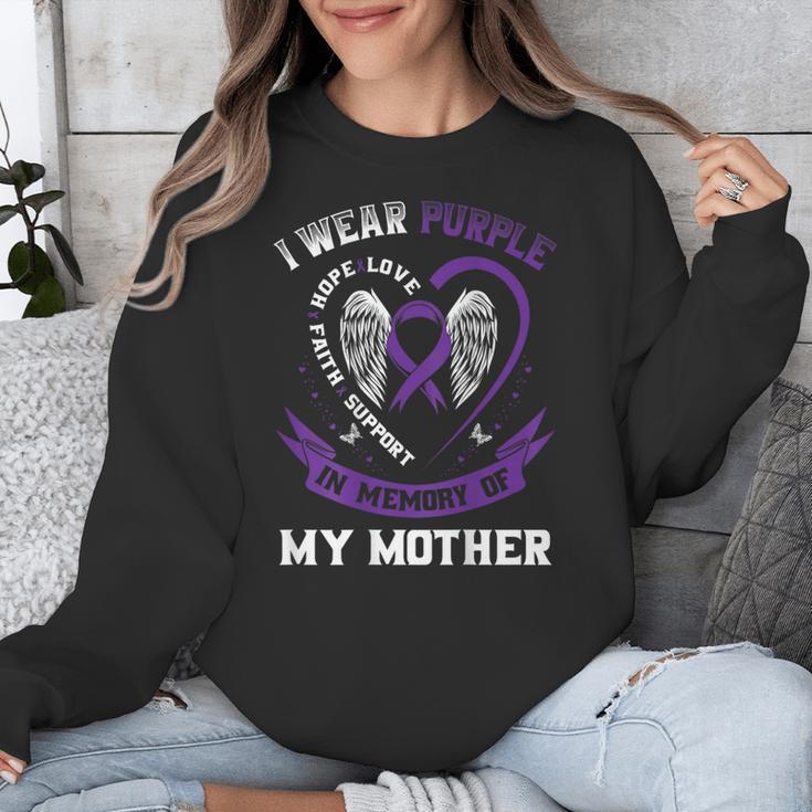 I Wear Purple In Memory Of Mother Mom Alzheimers Back Print Unisex Sweatshirt I Wear Purple In Memory Of Mother Mom Alzheimers Back Print Unisex Sweatshirt
